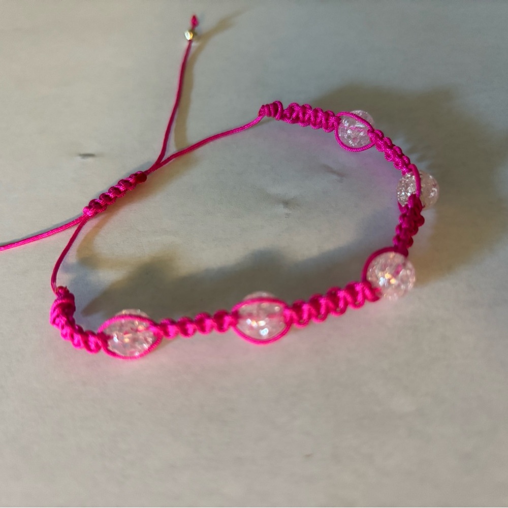 Hand Crafted Pink Beaded Bracelet
